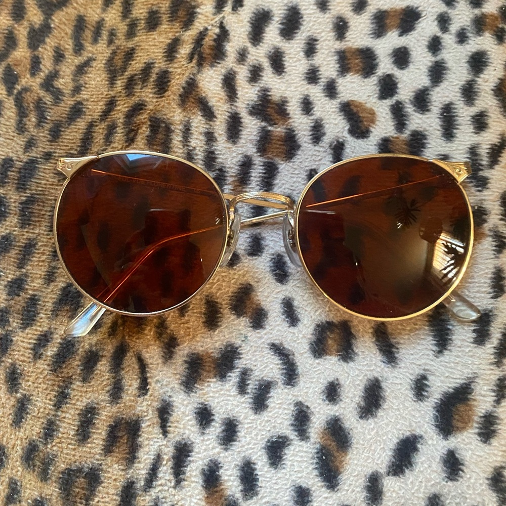 Vintage Ful Vue Florentine Round Gold Frame Sunglasses red Lenses steampunk 90s